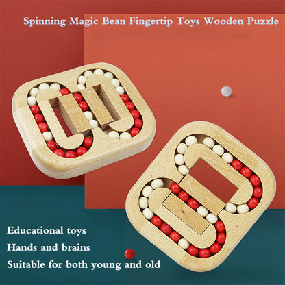 Rotating Magic Bean Fingertip Toy - Wooden IQ Puzzle for Adults and Kids